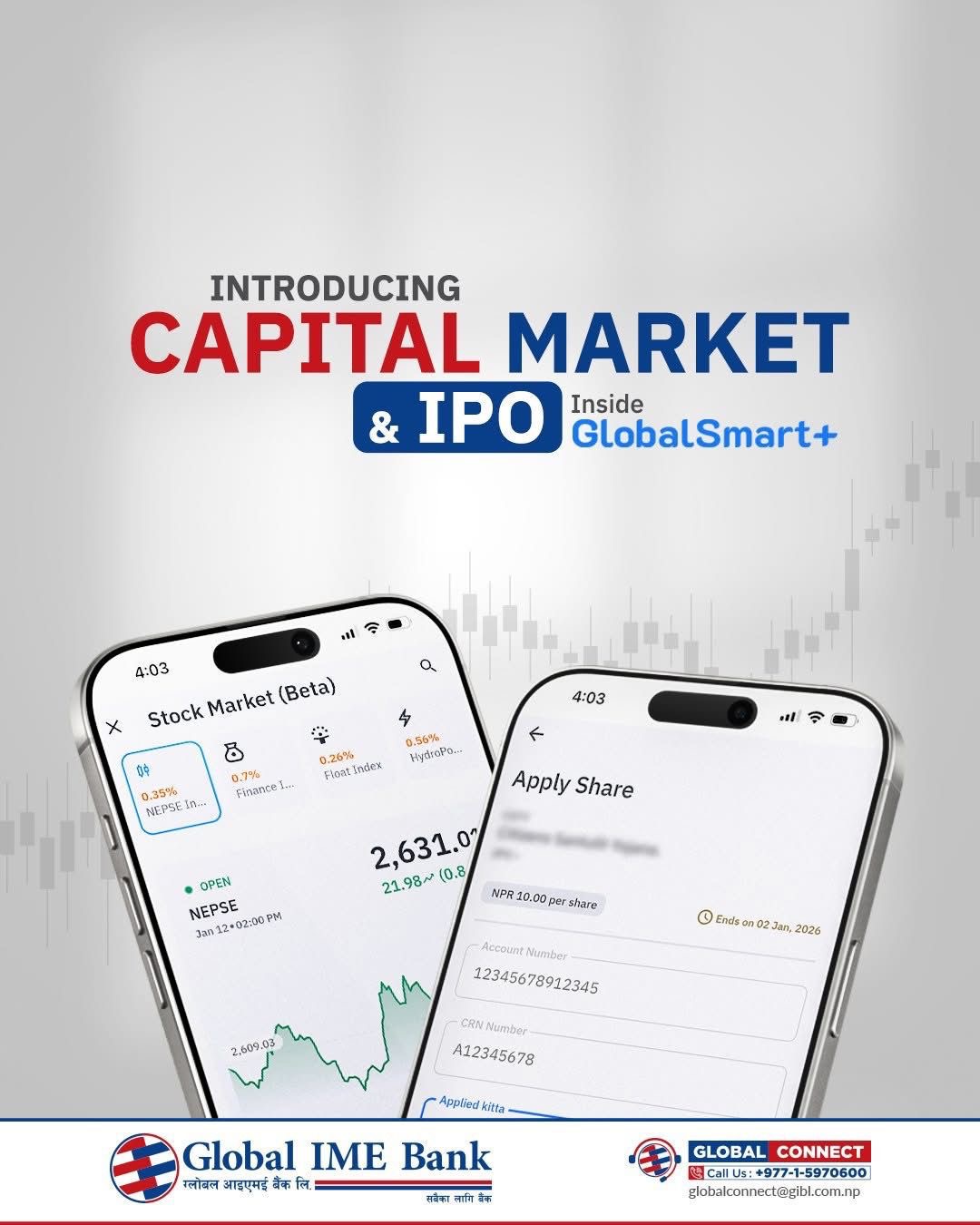 *ग्लोबल आइएमई बैंकको ‘ग्लोबल स्मार्ट प्लस’ एपमार्फत आईपीओ भर्ने सुविधा, लाइभ मार्केट अपडेट*